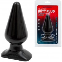 Анальная пробка «Butt Plugs Smooth Classic Large» с широким основанием, цвет черный, Doc Johnson 0244-06-CD, длина 14 см., со скидкой