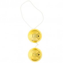 Женские вагинальные шарики «Vibratone Duo-Balls», цвет золотой, Gopaldas 7224GD, диаметр 3.5 см., со скидкой