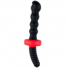 Двусторонний фигурный анальный вибратор «Black & Red», цвет черный, ToyFa 901339-5, длина 18 см., со скидкой