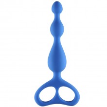 Эргономичная анальная цепочка «Ultimate Beads Blue» с удобным основанием, цвет голубой, Lola Toys 4203-02Lola, из материала силикон, коллекция Backdoor Black Edition, длина 17 см., со скидкой