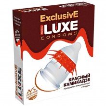 Тонкие презервативы с усиками «Красный Камикадзе», упаковка 1 шт, Luxe ABX2163, цвет мульти, длина 18 см.