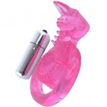 Мужское виброкольцо со стимулятор клитора и съемной вибропулей «Язычок», цвет розовый, ToyFa 888014, длина 6 см., со скидкой