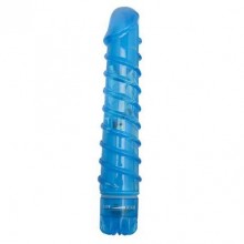 Ребристый вагинальный вибратор «Climax Gems Sapphire Swirl», цвет голубой, Topco Sales 1072266, длина 14.5 см., со скидкой