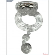 Мужское эрекционное кольцо с вибрацией и дополнительной стимуляцией, цвет прозрачный, Eroticon 31003, из материала TPE, диаметр 2 см., со скидкой
