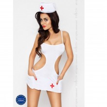 Костюм соблазнительницы-медсестры «Akkie» для ролевых интимных игр, цвет белый, размер S/M, Passion Akkie set, из материала полиэстер, со скидкой