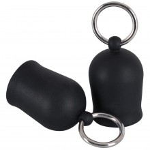 Помпы для сосков Black Velvets «Nipple Sucker» с металлическими кольцами, цвет черный, You 2 Toys KAZ5191460000, бренд Orion, длина 4 см.