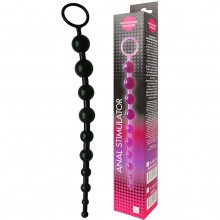 Гибкая анальная цепочка с кольцом «Anal Stimulator», цвет черный, Erowoman-Eroman BIOEE-10120-1, бренд Bior Toys, из материала ПВХ, длина 27 см., со скидкой