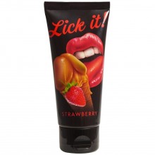 Съедобная смазка «Lick It» со вкусом клубники, объем 100 мл, 06206020000, бренд Orion, цвет прозрачный, 100 мл.