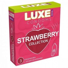 Ароматизированные презервативы «Strawberry Collection», 3 шт, Luxe 665Luxe, из материала латекс, цвет телесный, длина 18 см.