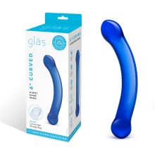 Стеклянный фалос для точки G - «Curved G-Spot Glass Dildo», цвет синий, Glas GLAS-147, длина 16 см.