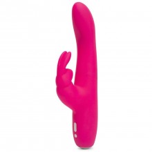 Силиконовый женский вибратор «Rabbit Slimline Curve Rechargeable» изогнутой формы, цвет розовый, Happy Rabbit 73133, длина 24.1 см., со скидкой