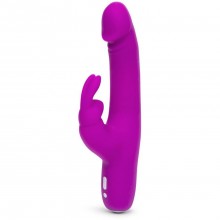 Изогнутый женский вибратор «Rabbit Slimline Realistic Rechargeable», цвет фиолетовый, Happy Rabbit 73134, длина 22.9 см., со скидкой