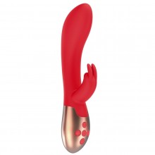 Силиконовый женский вибратор Elegance «Heating Rabbit Vibrator Opulent» с функцией нагрева и клиторальной стимуляцией, цвет красный, Shots Media ELE003RED, длина 20 см., со скидкой