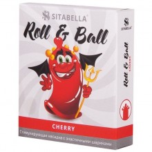 Стимулириующий латексный презерватив с усиками и ароматом вишни «Roll & Ball» упаковка 1 шт, СК-Визит SIT 1425 BX, цвет красный, со скидкой