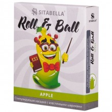 Стимулирующий латексный презерватив «Roll & Ball» с усиками и ароматом яблока, упаковка 1 шт, СК-Визит SIT 1428 BX, со скидкой