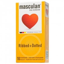 Masculan «Classic Dotty Ribbed Type 3» презервативы с колечками и пупырышками 10 шт., из материала латекс, длина 19 см., со скидкой
