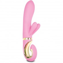 Вибратор с клиторальным отростком «Grabbit», цвет розовый, Fun Toys FT10332, из материала силикон, длина 18 см.