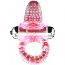 Baile «Sweet Vibration Ring» эрекционное кольцо «Язычок» с 6-ти уровневой вибростимуляцией клитора, BI-014081, из материала TPE, цвет розовый, длина 10 см., со скидкой