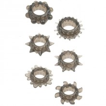 Набор из 6 эрекционных колец «Menzstuff», цвет серый, материал тпе, Dream Toys 21177, со скидкой