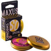 Точечно-ребристые латексные презервативы в железном кейсе «Special №3», упаковка 3 шт, Maxus 0901-006, 3 мл., со скидкой