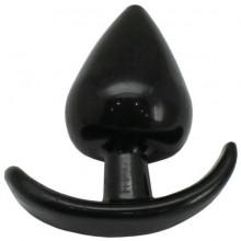 Широкая конусовидная анальная пробка с основанием для ношения, цвет черный, 65х32 мм, бренд Eroticon, из материала TPR, длина 6.5 см., со скидкой