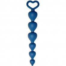 Анальная цепочка «Heart Ray» из силикона с кольцом, цвет синий, Le Frivole Costumes 05512, длина 17.5 см., со скидкой