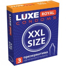 Презервативы большого размера из натурального латекса «№3 Big Box XXL», упаковка 3 шт, Luxe INSluxe8, цвет прозрачный, длина 19 см.