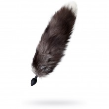 Анальная втулка с хвостом чернобурой лисы «POPO Pleasure by TOYFA», S, силикон, черная, длина хвоста 45 см, диаметр пробки 2.7 см, 731441, цвет черный, длина 45 см., со скидкой