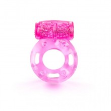 Эрекционное кольцо с вибропулей от компании Brazzers, цвет розовый, BRRC026T, из материала TPE, длина 5 см.