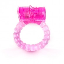 Эрекционное кольцо с вибропулей от компании Brazzers, цвет розовый, BRRF003, из материала TPE, длина 5 см.
