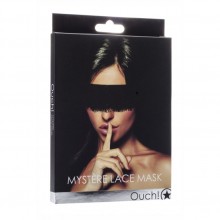 Кружевная повязка на глаза закрытая «Myst&232re Lace Mask», черная, Shots Media OU081BLK, из материала шелк, длина 95 см., со скидкой