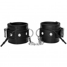 Черные наручники с электростимуляцией «Electro Handcuffs», Shots Media ELC016BLK, из материала искусственная кожа, коллекция ElectroShock by Shots, длина 31.5 см., со скидкой