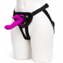 Страпон с вибрацией и клиторальным стимулятором «Strap-On Kit», цвет фиолетовый, Happy Rabbit 74312, длина 17.7 см., со скидкой