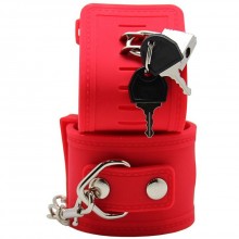 Силиконовые наручники с замочками на цепи, цвет красный, Penthouse P6007R, длина 24 см., со скидкой