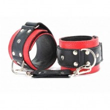 Красно-черные кожаные наручники, ширина 5 см, Бдсм арсенал 51002ars, со скидкой