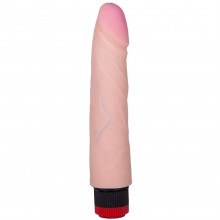 Вибратор с большой розовой головкой «ART-Style №1», длиной 21 см., телесного цвета, с вибрацией, 008507ru, бренд LoveToy А-Полимер, из материала неоскин, цвет телесный, длина 21 см.