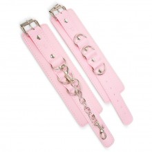 Розовые наручники-фиксаторы регулируемого размера с цепочкой, длина 29.5 см, ширина 5.5 см, Пикантные штучки DP140P, из материала экокожа, длина 29.5 см.
