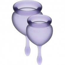 Набор фиолетовых менструальных чаш «Feel Good», 15 мл и 20 мл, Satisfyer SATJ1763-4, из материала силикон, цвет фиолетовый, длина 7.1 см., со скидкой
