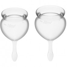 Набор прозрачных менструальных чаш «Feel Good», 15 мл и 20 мл, Satisfyer SATJ1763-2, из материала силикон, диаметр 4 см.