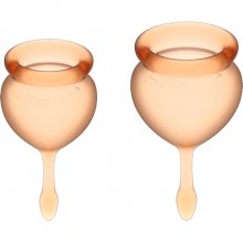 Набор оранжевых менструальных чаш «Feel Good», 15 мл и 20 мл, Satisfyer KEM002217, длина 7 см., со скидкой