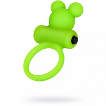 Зеленое виброкольцо с ушками на пенис «A-Toys by TOYFA» со съемной вибропулей, силиконовое, зеленое, диаметр 3.1 см, 768018, цвет Зеленый, длина 8.1 см., со скидкой