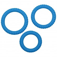 Набор силиконовых эрекционных колец «Lust 3», Orion 5043000000, цвет синий, диаметр 3.5 см., со скидкой