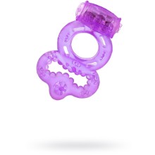 Фиолетовое виброкольцо с подхватом, Toyfa 818037-4, цвет фиолетовый, длина 5 см., со скидкой