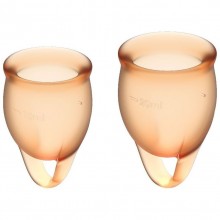 Набор оранжевых менструальных чаш Feel confident Menstrual Cup, бренд Satisfyer, из материала Силикон, цвет Оранжевый, со скидкой