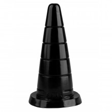 Коническая анальная втулка черного цвета с ложбинками, рабочая длина 17.5 см, Джага-Джага 1015-49 BX DD, длина 18.7 см., со скидкой