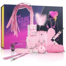 Нежно-розовый набор для бондажа из экокожи «Secret Pleasure Chest Pink Pleasure», EDC Collections LBX404, из материала экокожа, длина 1 см., со скидкой