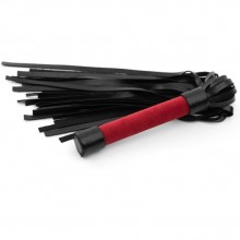 Черная плеть с красной ручкой «My Rules», БДСМ арсенал 6904-2ars, из материала экокожа, длина 27 см., со скидкой