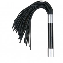 Аккуратная черная плетка из искусственной кожи «Easytoys Flogger With Metal Grip», ET289BLK, длина 35 см., со скидкой