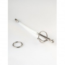 Фигурный уретральный стимулятор со съемным кольцом, сталь, цвет серебристый, Джага-Джага 744-07 PP DD, длина 21 см.