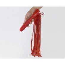 Красная плеть «Ракета» с рукоятью-фаллоимитатором,, бренд СК-Визит, из материала кожа, длина 10.6 см., со скидкой